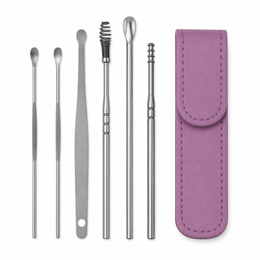 Ear Cleaner Tool Set with Storage Pack of 6 Pcs Set (Burgundy Colour)