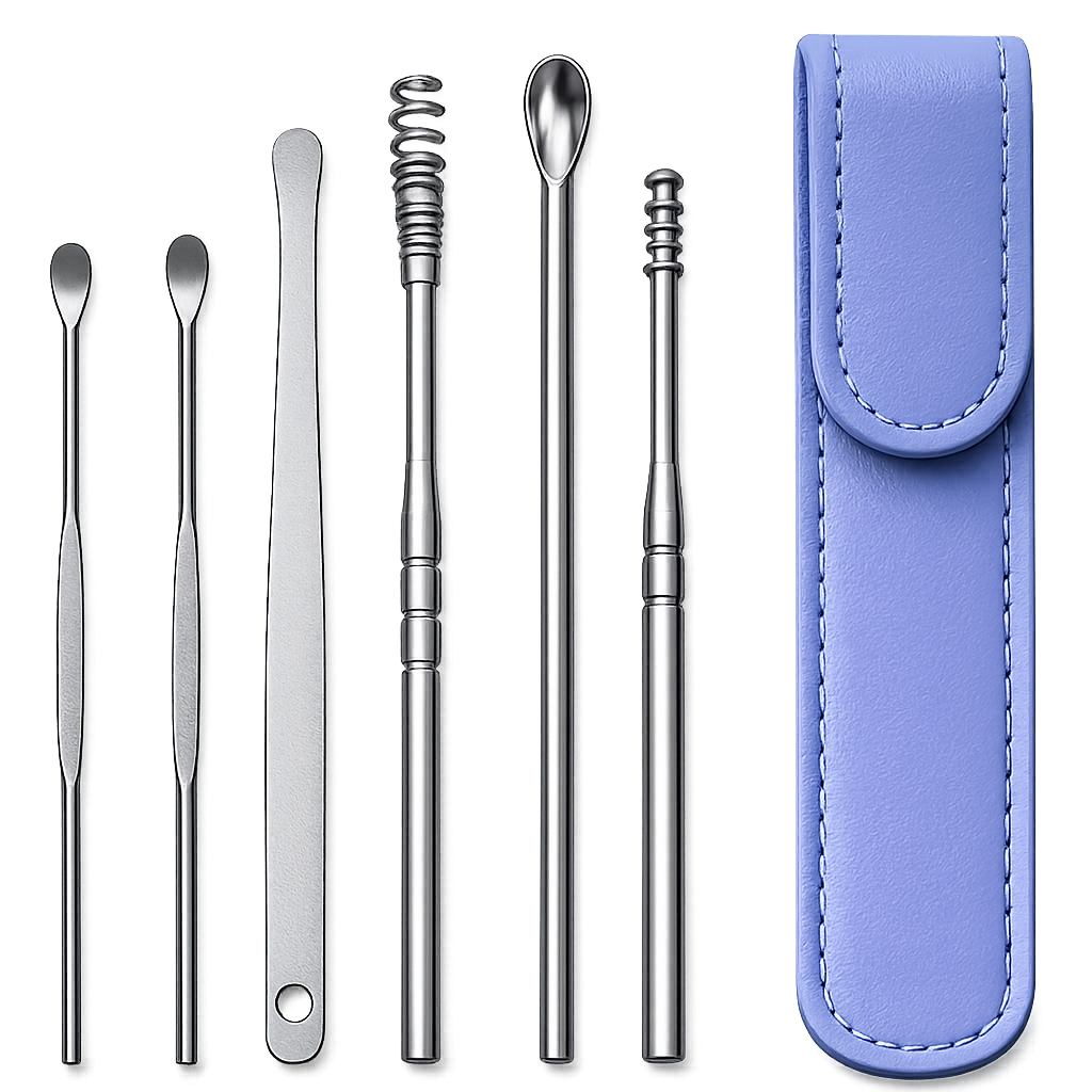 Ear Cleaner Tool Set with Storage Pack of 6 Pcs Set (Blue Colour)