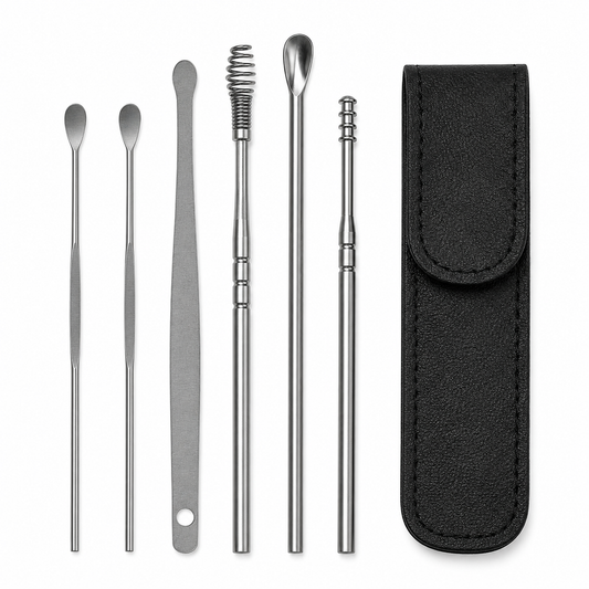 Ear Cleaner Tool Set with Storage Pack of 6 Pcs Set (Black Colour)
