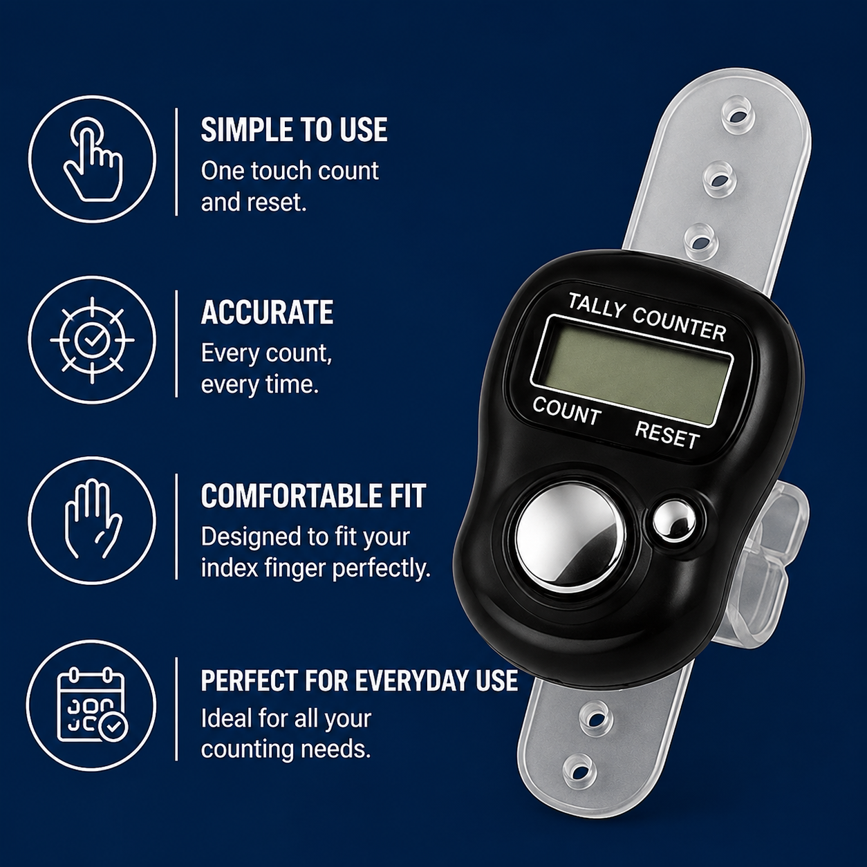 Naam Jap Counter | Mini Digital Tally Counter Finger Ring | Electronic Mantra Jap, Meditation, Prayer & Cricket Umpire (Multicolour)