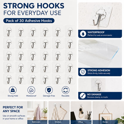 Self Adhesive Wall Hooks - Heavy Duty Wall Hooks for Hanging