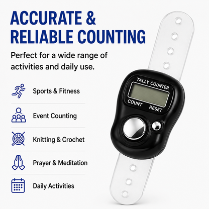 Naam Jap Counter | Mini Digital Tally Counter Finger Ring | Electronic Mantra Jap, Meditation, Prayer & Cricket Umpire (Multicolour)