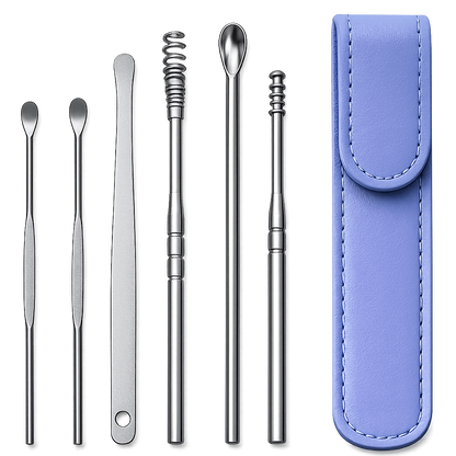 Ear Cleaner Tool Set with Storage Pack of 6 Pcs Set (Blue Colour)