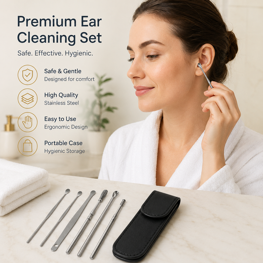 Ear Cleaner Tool Set with Storage Pack of 6 Pcs Set (Black Colour)