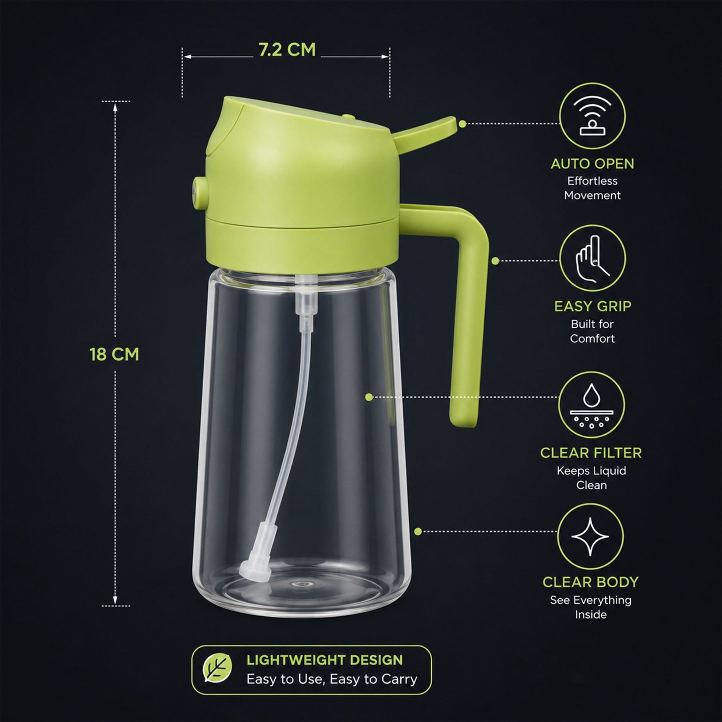 2-in-1 Oil Dispenser for Kitchen with Spray & Pour 500ml