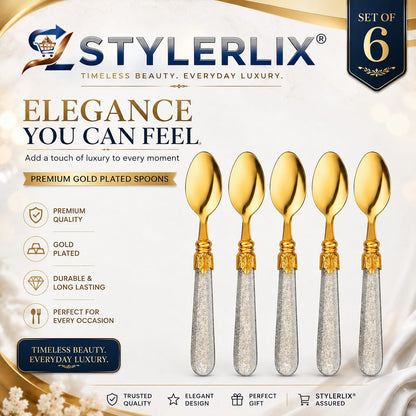 Stainless Steel Tea Spoons Set of 6 with Premium Designer Handle | Multipurpose Dessert, Coffee, Ice Cream & Yogurt Spoon Set Silver